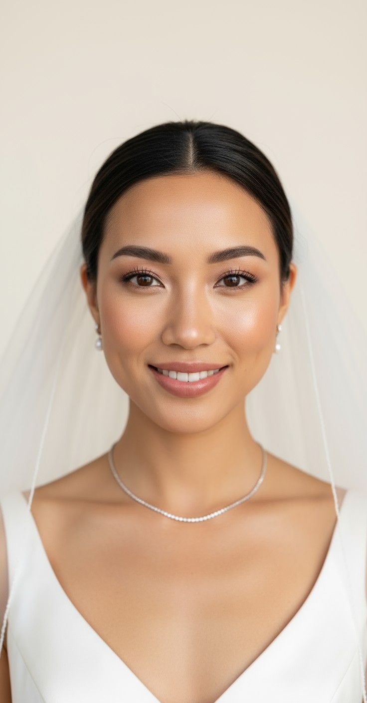 After Low Updo With Veil